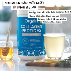 Collagen Thủy Phân Orgain 726g - Peptides + Probiotics Hỗ Trợ Sức Khỏe Da, Tóc, Từ Mỹ - Không Hương Vị Tự Nhiên Dễ Sử Dụng