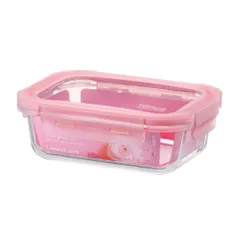 [LOCKnLOCK] Hộp Thủy Tinh Chịu Nhiệt Rose Với Nắp Màu Đỏ Hoa Anh Đào LLG402 -640ml