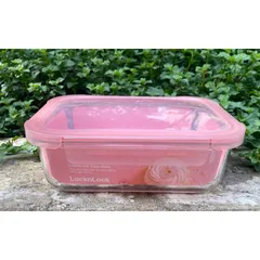 [LOCKnLOCK] Hộp Thủy Tinh Chịu Nhiệt Rose Với Nắp Màu Đỏ Hoa Anh Đào LLG402 -640ml