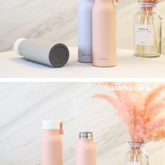 Bình Giữ Nhiệt LocknLock Name Tumbler LHC4125 500ml - Thép Không Gỉ, Màu Hồng, Giữ Nóng 8 Giờ, Dùng Đi Làm, Đi Học, Tập Thể Thao