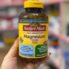 Nature Made Magnesium Citrate 250mg - 120 viên Hỗ trợ Thư Giãn Cơ và Giấc Ngủ - Sản Phẩm Hàng Mỹ Chính Hãng