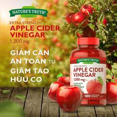 Viên giảm cân giấm táo 1200mg Nature's Truth 180 viên - Hỗ trợ giảm mỡ tự nhiên và cải thiện tiêu hóa