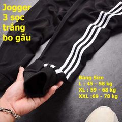 Quần Jogger Thể Thao Nỉ Nam Nữ [3 Sọc Trắng] Umi - Thoải Mái, Dễ Phối Đồ, Thời Trang Unisex (40-86kg)