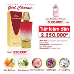 Nước Hoa Nữ Charme Girl Charme 75ml - Hương Hoa Hồng Grasse Sang Trọng Dành Cho Phái Đẹp, Lưu Hương Lâu, Quà Tặng Dành Riêng Cho Nàng
