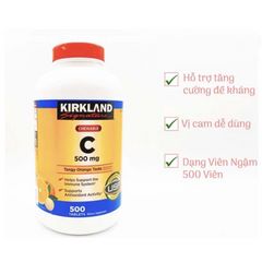 Kẹo Ngậm Vitamin C Kirkland Signature 500mg Lọ 500 Viên - Tăng Cường Hệ Miễn Dịch, Hương Vị Trái Cây Ngon Miệng