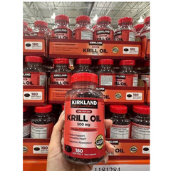 Dầu nhuyễn thể Krill Oil 500mg Kirkland Signature 180 viên - Hỗ trợ sức khỏe tim mạch và thị lực, bổ sung Omega-3 tự nhiên