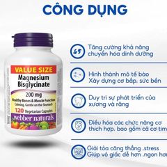 Magnesium Bisglycinate L/120v Webber Naturals - Thực Phẩm Chức Năng Hỗ