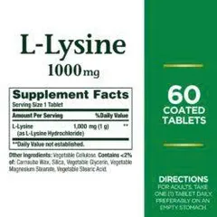 Viên uống bổ sung L-Lysine Nature’s Bounty 1000mg - Hỗ trợ tăng cường sức khỏe và hệ miễn dịch, 60 viên