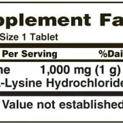 Viên uống bổ sung L-Lysine Nature’s Bounty 1000mg - Hỗ trợ tăng cường sức khỏe và hệ miễn dịch, 60 viên
