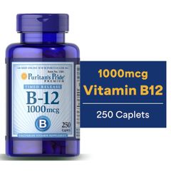 Viên Uống Bổ Máu Puritan's Pride Vitamin B-12 1000 mcg Timed Release - Hỗ Trợ Tăng Cường Trí Não và Năng Lượng - 250 Viên