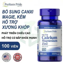 Viên uống bổ sung Calci-Mg-Zn Puritan’s Pride - Hỗ trợ chắc xương, 100 viên, cải thiện sức khỏe xương khớp hiệu quả