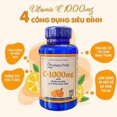Viên uống Vitamin C Puritan’s Pride 100 viên - Tăng cường miễn dịch, chống oxy hóa, bảo vệ sức khỏe và làn da hiệu quả.