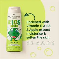 Dầu Gội 3 Trong 1 Organic Care Kids 400ml - Mùi Hương Trái Cây Dịu Nhẹ, An Toàn Cho Trẻ Em, Sữa Tắm Không Cay Mắt