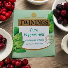 Trà Twinings Pure Peppermint - Hộp 80 gói Bạc Hà Tự Nhiên Thư Giãn và Cải Thiện Giấc Ngủ