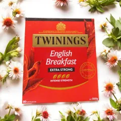 Trà Twinings English Breakfast Extra Strong - Hộp 80 Túi Lọc Thay Thế Cà Phê, Năng Lượng Buổi Sáng Cho Dân Văn Phòng
