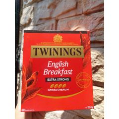 Trà Twinings English Breakfast Extra Strong - Hộp 80 Túi Lọc Thay Thế Cà Phê, Năng Lượng Buổi Sáng Cho Dân Văn Phòng