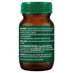 Viên Sắt Hữu Cơ Thompson's Organic Iron - Hộp 30 Viên Bổ Sung Sắt Dễ Hấp Thu, Không Gây Nóng Trong, Năng Lượng Cao