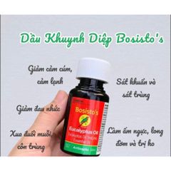 Bosisto's Eucalyptus Oil Úc 50ml – Dầu khuynh diệp thiên nhiên, giảm ho, trị ngạt mũi, xua muỗi cho bé và mẹ