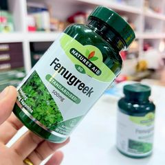 Viên uống lợi sữa cỏ cà ri Fenugreek 500mg Natures Aid 90 viên, lợi sữa
