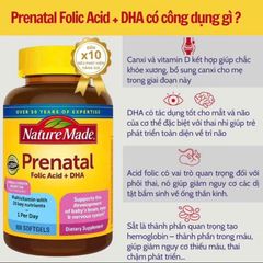 Vitamin tổng hợp cho mẹ bầu Prenatal Folic Acid + DHA Nature Made 110 viên, thai kỳ