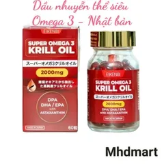 Viên Uống Nhuyễn Thể Super Omega 3 Krill Oil 2000mg Nhật Bản - Hỗ Trợ Tim Mạch, Giảm Mỡ Máu, Chống Oxy Hóa [Hộp 60 viên]