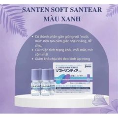 Nước Nhỏ Mắt Nhân Tạo Santen Soft Santear Nhật Bản - Set 4 Lọ Giảm Mỏi Mắt, Cấp Ẩm Cho Mắt Khô, Màu Xanh và Hồng