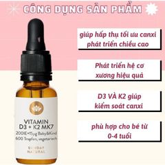 Vitamin D3 K2 MK7 200IE Sunday Natural 20 ml Đức, hàng nhập khẩu có mã QR 403225