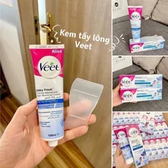 Kem tẩy lông Veet Silk Fresh, Pháp (100ml) cho da nhạy cảm (xanh dương) 403264