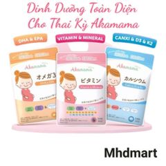 [ HSD 2027] -Bộ 3 Vitamin & Khoáng Chất Akamama cho Bà Bầu - Bổ Sung Canxi, DHA, EPA & Sắt Từ Nhật Bản, Hỗ Trợ Thai Kỳ và Sau Sinh
