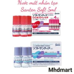 Nước Nhỏ Mắt Nhân Tạo Santen Soft Santear Nhật Bản - Giảm Mỏi Mắt, Khô Mắt, 2 Màu Xanh và Hồng, Set 4 Lọ 5ml