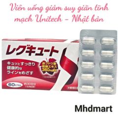 Viên Hỗ Trợ Suy Giãn Tĩnh Mạch Unitech Nhật Bản - Chiết Xuất Lá Nho Đỏ 360mg - Bổ Sung Sức Khỏe Dành Cho Người Ngồi Làm Việc lâu