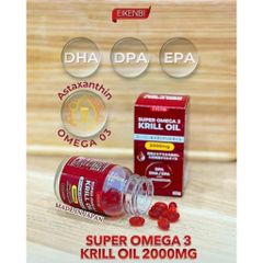 Viên Uống Nhuyễn Thể Super Omega 3 Krill Oil 2000mg - Hỗ Trợ Tim Mạch, Giảm Mỡ Máu, Bổ Sung Omega-3 Từ Tôm Nam Cực [Hộp 60 Viên]