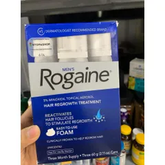 Kem Mọc Tóc Rogaine Minoxidil 5% Dạng Bọt Cho Nam - Hỗ Trợ Mọc Tóc, Giảm Rụng Tóc, Chính Hãng Italia - Hộp 3 Chai