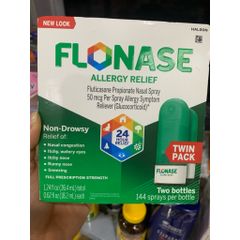 Xịt Mũi Dị Ứng Flonase - Giảm Nghẹt Mũi & Sổ Mũi, Hắt Hơi, Ngứa Mũi - Chai Nhập Từ Mỹ, Mẫu Mới Xanh Lá