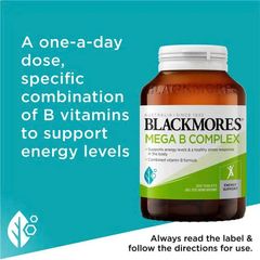 Viên Uống Vitamin B Tổng Hợp Blackmores Mega B Complex - Hỗ Trợ Năng Lượng và Hệ Thần Kinh, Chai 75 Viên Chính Hãng Úc