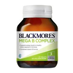 Viên Uống Vitamin B Tổng Hợp Blackmores Mega B Complex - Hỗ Trợ Năng Lượng và Hệ Thần Kinh, Chai 75 Viên Chính Hãng Úc