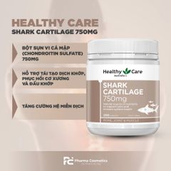 Viên uống bổ trợ xương khớp Healthy Care Shark Cartilage 750mg - Hỗ trợ sức khỏe khớp, 200 viên, sản phẩm từ Úc
