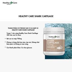Viên uống bổ trợ xương khớp Healthy Care Shark Cartilage 750mg - Hỗ trợ sức khỏe khớp, 200 viên, sản phẩm từ Úc
