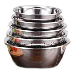 Bộ 5 Rổ Chậu Inox 304 Cao Cấp - Dụng Cụ Nhà Bếp Đủ Kích Cỡ Phù Hợp Nấu Ăn Gia Đình, Chịu Nhiệt Tốt