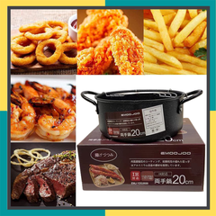 Nồi Chiên Ngập Dầu Chống Dính 20cm EMOOJOO Nhật Bản - Khay Ráo Dầu Tiện Lợi, Món Ăn Ngon Lành Mạnh Tại Nhà