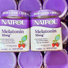 Kẹo Dẻo Ngủ Ngon Natrol Gummies 10mg - 90 Viên Vị Dâu, Hỗ Trợ Giấc Ngủ Sâu và Thư Giãn Tinh Thần