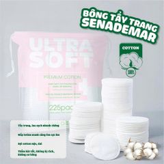 Bông Tẩy Trang Sendemar 100% Cotton 225 Miếng/Túi - Mềm Mịn, Không Xơ Bông