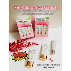 Sét 3 Tuýp Kem Chống Nắng d'Alba Hồng Và Tím 50+50+20ml (120ml) – Dưỡng Sáng, Chống Nắng SPF Cao