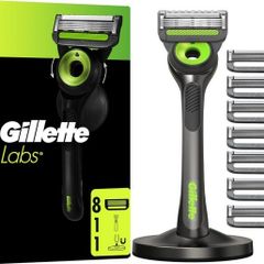 Dao cạo râu Gillette Labs - Bộ 1 đế và 8 lưỡi thay thế cho nam giới, cạo râu sắc bén và thoải mái, chất lượng Đức