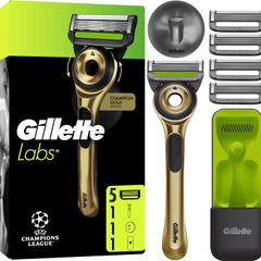Dao Cạo Râu Gillette Labs Champion Gold Edition - Trải Nghiệm Cạo Mượt Đỉnh Cao Với 5 Lưỡi Dao Thay Thế Và Bộ Phụ Kiện Du Lịch