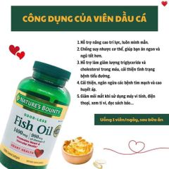 Viên uống Omega-3 Fish Oil 1400mg Nature’s Bounty - 130 viên hỗ trợ sức khỏe tim mạch và não bộ, giảm viêm, cải thiện trí nhớ
