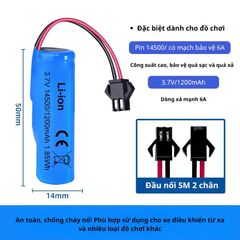 Pin Sạc 14500 3.7V 1200mAh SM-2P - Chống Quá Tải, Dành cho Xe Điều Khiển RC, Robot Đồ Chơi và Thiết Bị 3.7V