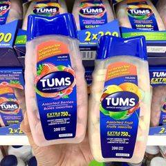 Viên ngậm Hỗ trợ đau dạ dày Tums 200 viên, giảm ợ nóng, khó tiêu - Dâu