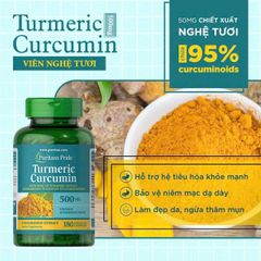 Viên uống tinh nghệ vàng Turmeric Curcumin Puritan’s Pride 180 viên, chống viêm, bảo vệ gan
