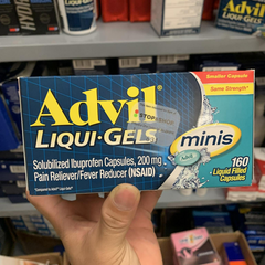 Viên Giảm Đau Hạ Sốt Advil Liqui-Gels Minis 200mg - 160 Viên Nang Lỏng Hấp Thụ Nhanh Chóng, Giảm Đau Đầu, Đau Cơ, Hạ Sốt Hiệu Quả